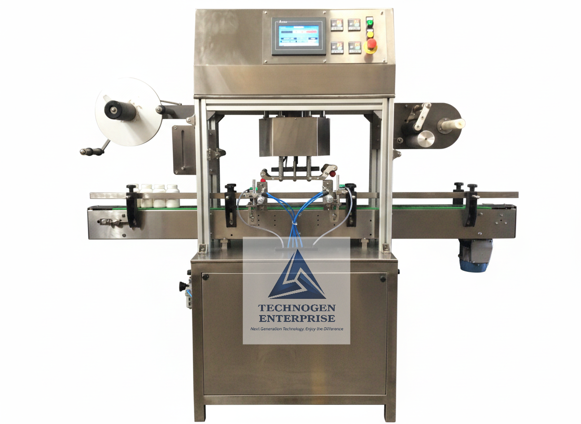 Automatic Four Head Bottle Aluminium Foil Sealing Machine Manufacturer India Automatic Four Head Aluminium Foil Sealing Machine with Foil Roll Feed and PLC HMI