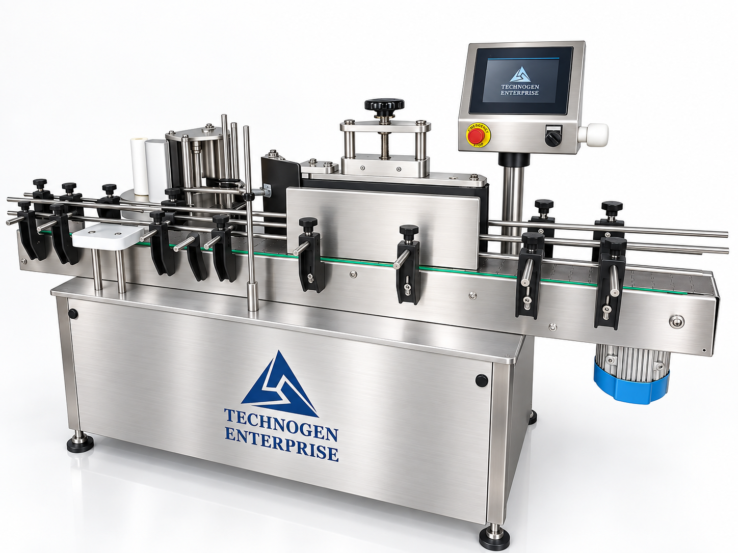 Round Bottle Sticker Labeling Machine – Automatic Servo-Driven Labeler Automatic Round Bottle Sticker Labeling Machine by Technogen Enterprise