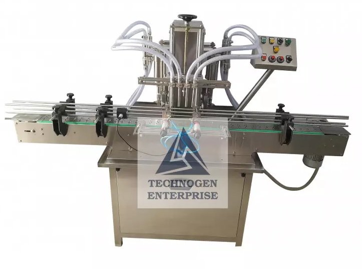 Automatic Volumetric Liquid Filling Machine Manufacturer in India Automatic Volumetric Liquid Filling Machine with Multi Head Syringe Filling System by Technogen Enterprise India